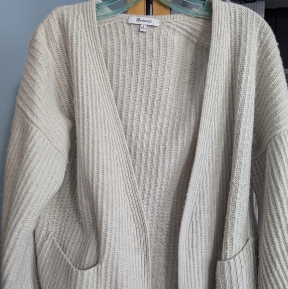 Madewell Boxy Wool Blend Offwhite Open Cardigan - Picture 4 of 5